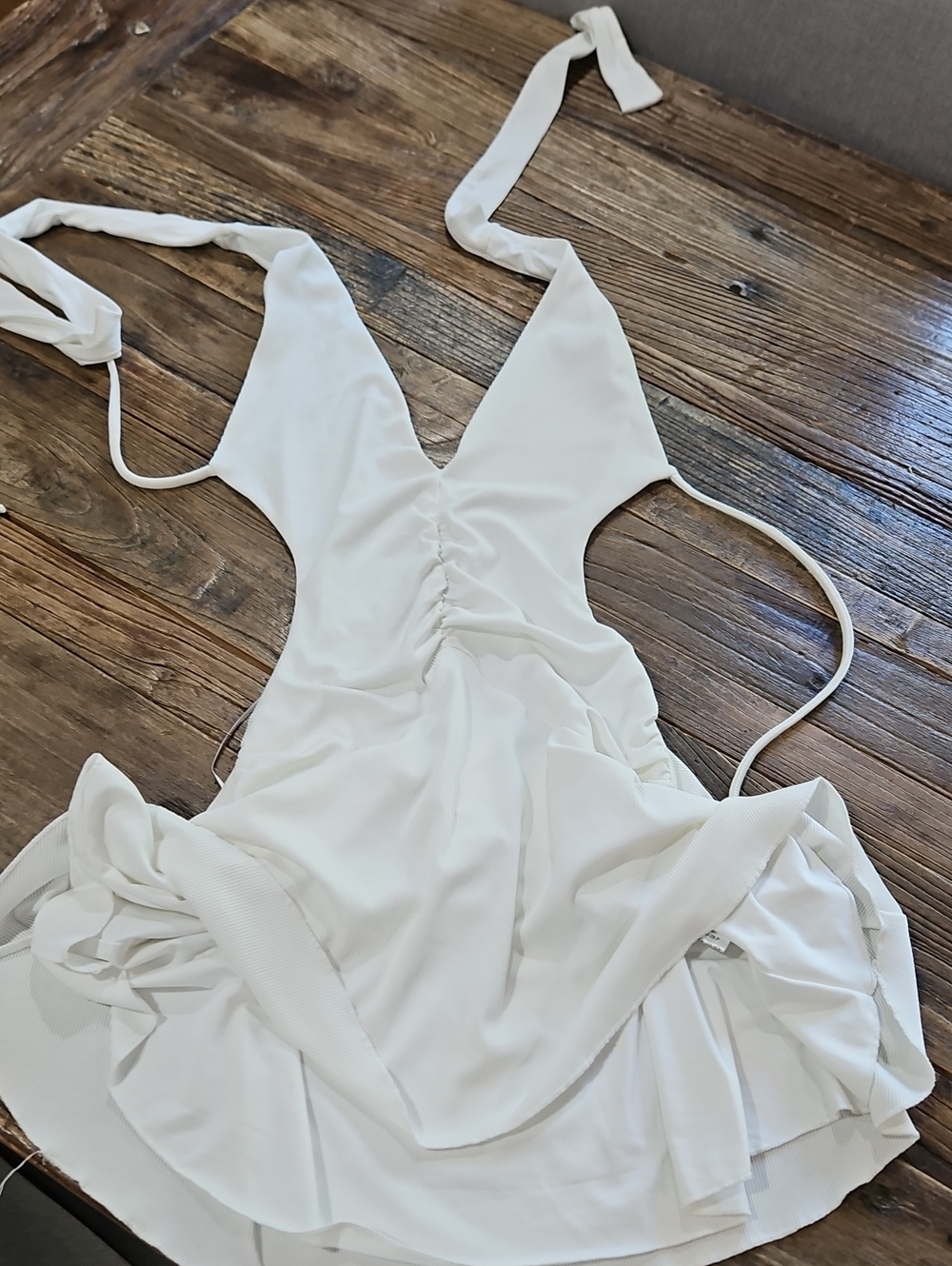 Princess Polly White Backless Halter Mini Dress